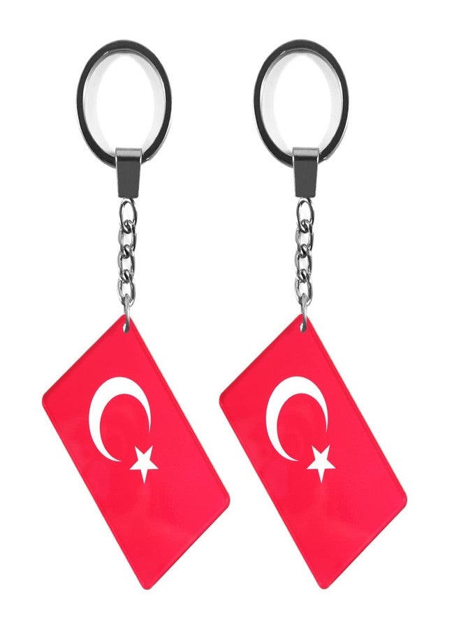 QQSD Turkey Flag Keychain Turkish Key Ring, 2 Pack - Image 1
